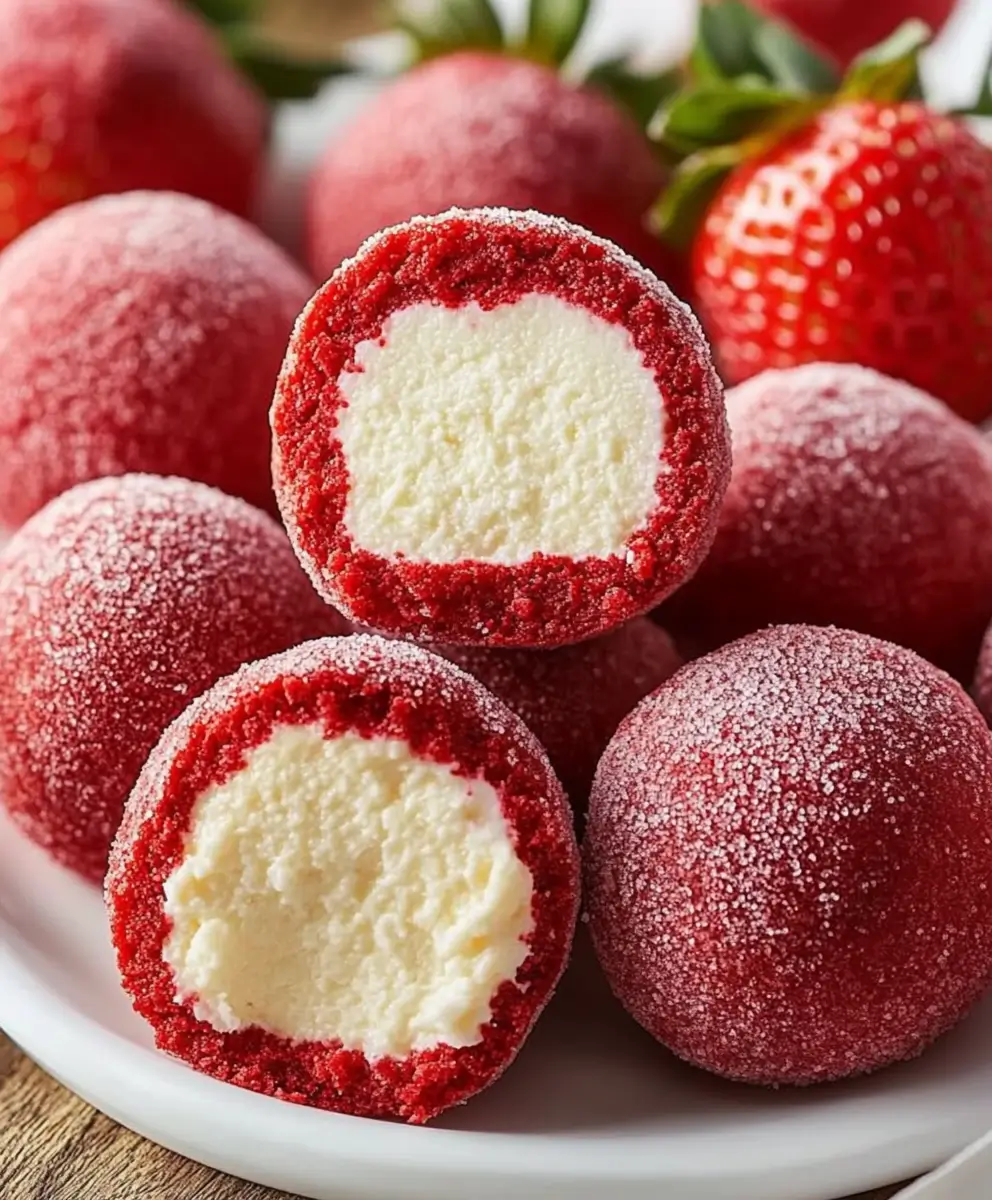 Strawberry Velvet Cheesecake Truffles Bites of Bliss recipe