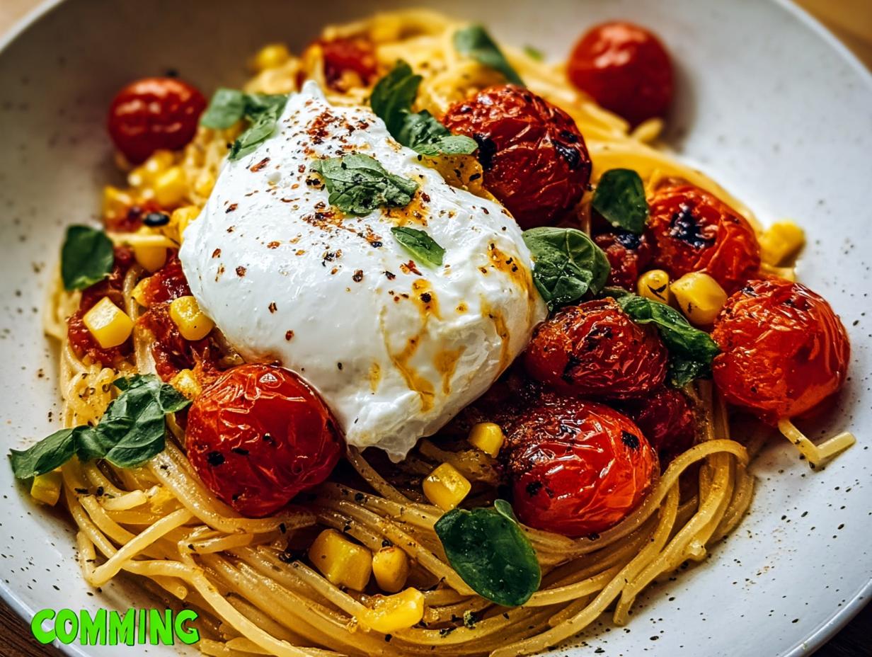 Amazing Burrata Pasta Roasted Tomatoes 1 Pan - Burrata Pasta Roasted Tomatoes - main visual representation