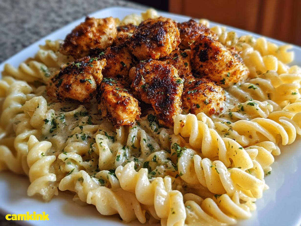 Amazing Cajun Garlic Butter Chicken Delight - Cajun Garlic Butter Chicken - close-up of creamy pasta with chicken