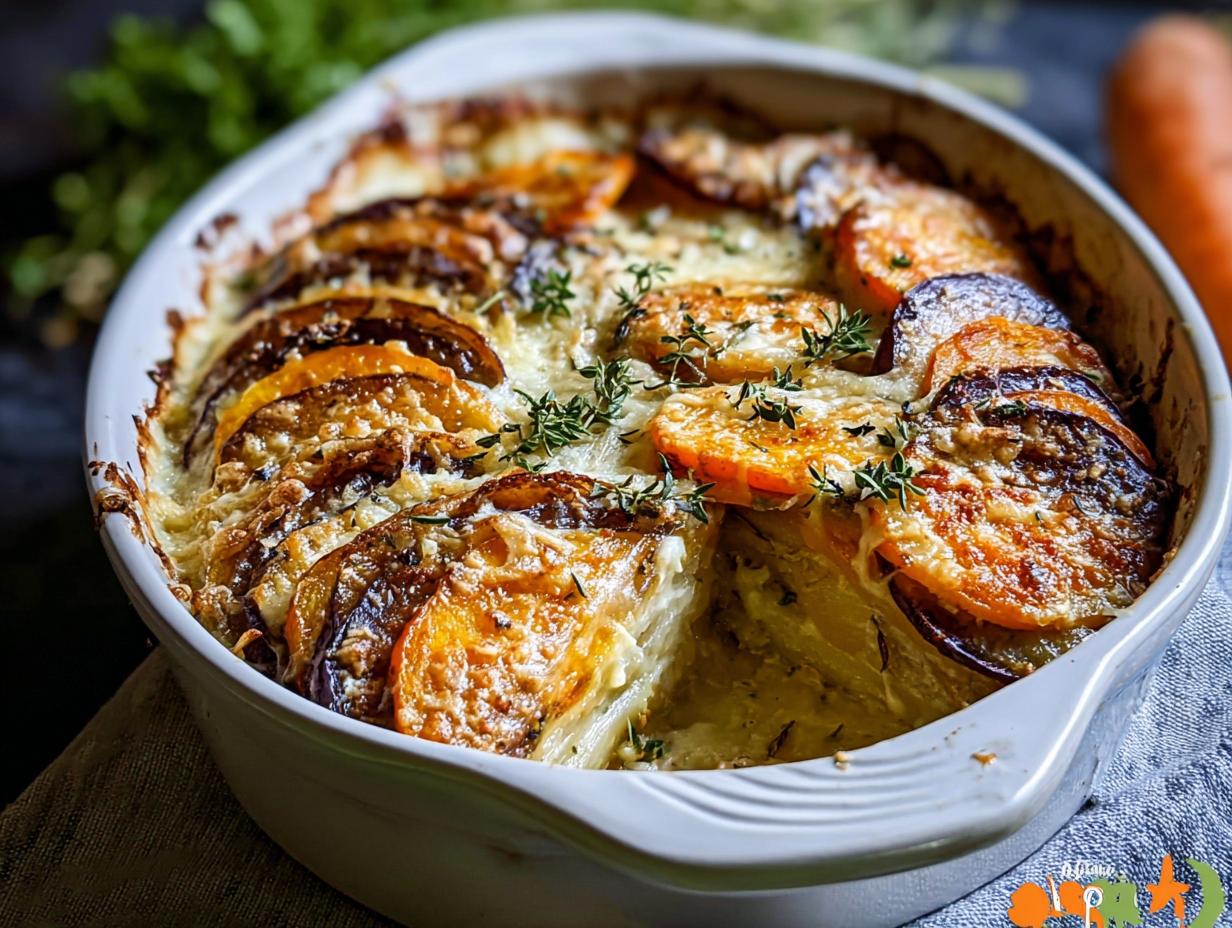 Cheesy Root Veggie Gratin