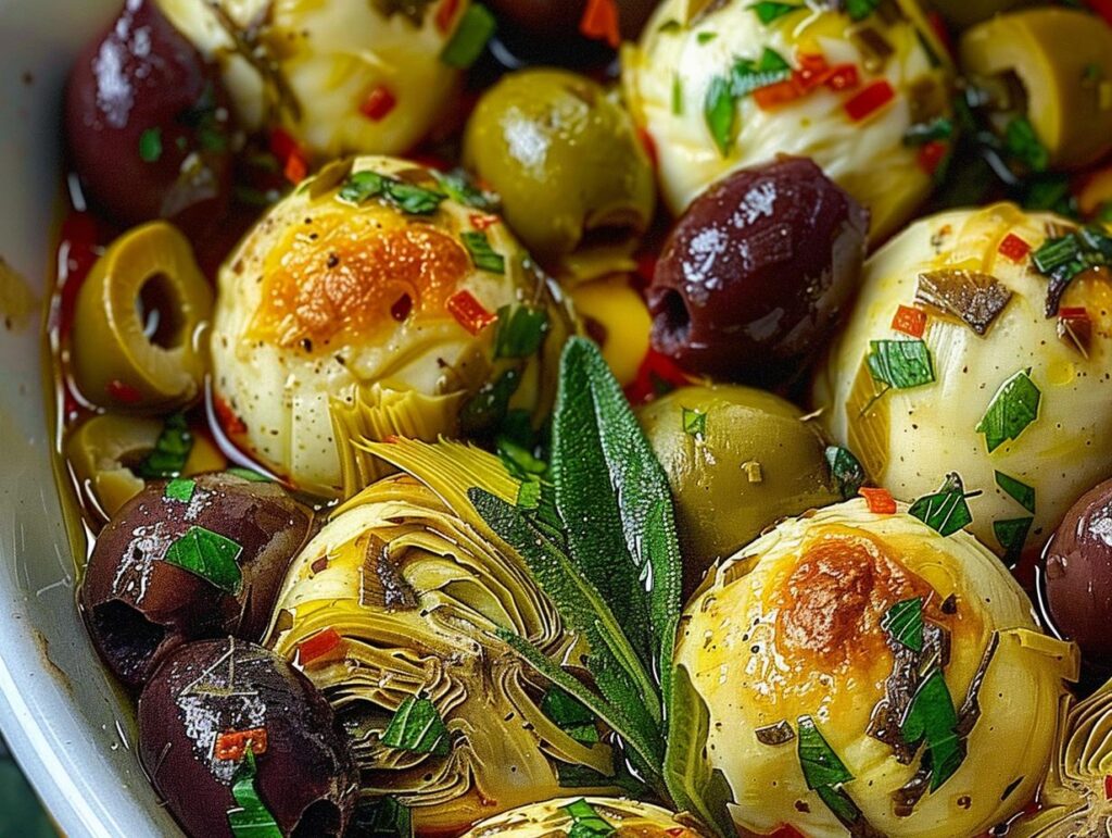 Marinated Mozzarella Balls Artichokes