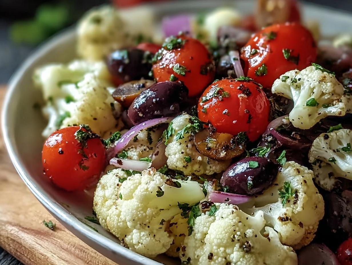 Amazing Mediterranean Marinated Cauliflower Salad - Fresh ingredients for the salad