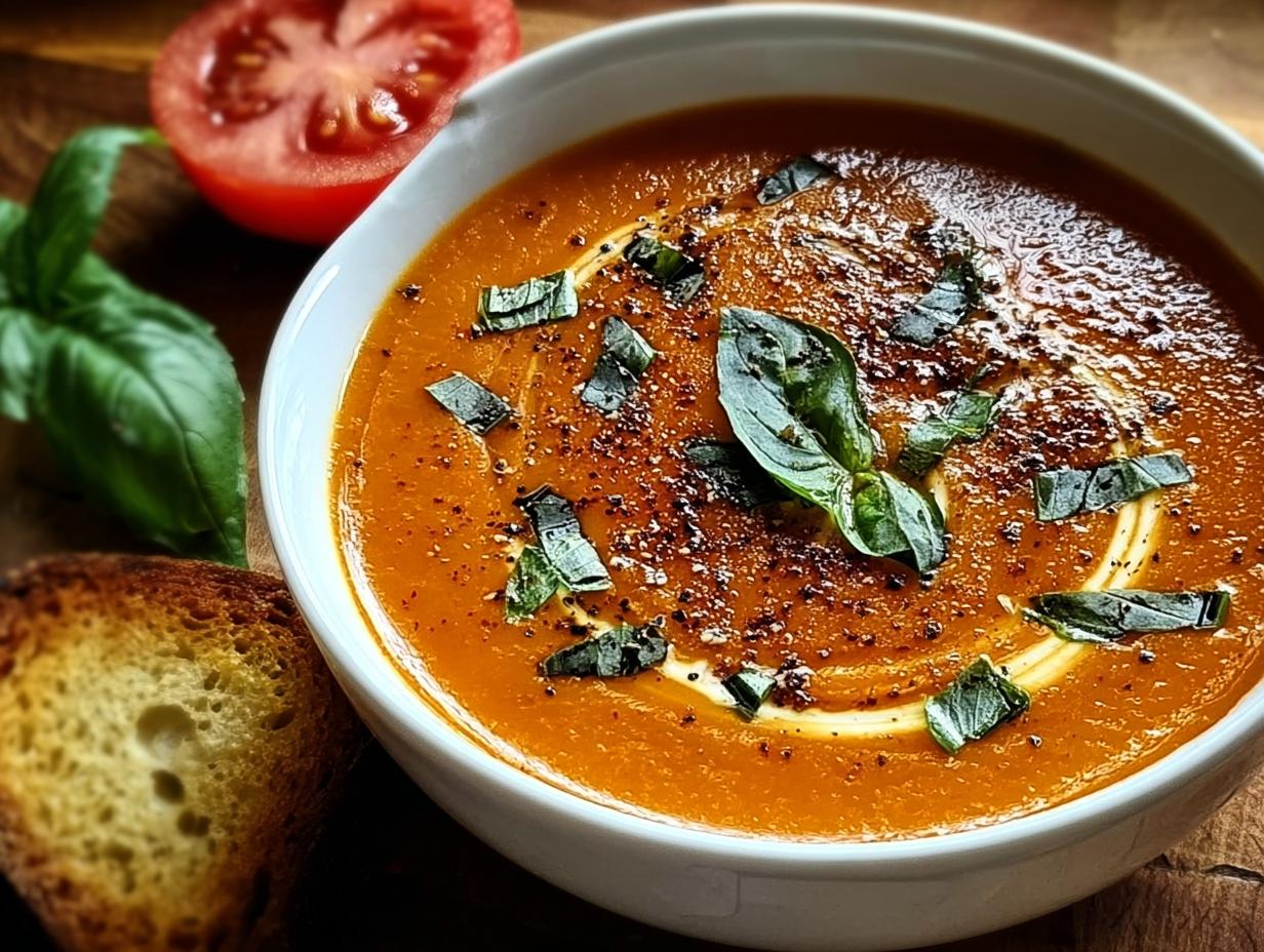 Roasted Tomato Basil Soup: Amazing Comfort - Roasted Tomato Basil Soup - additional detail