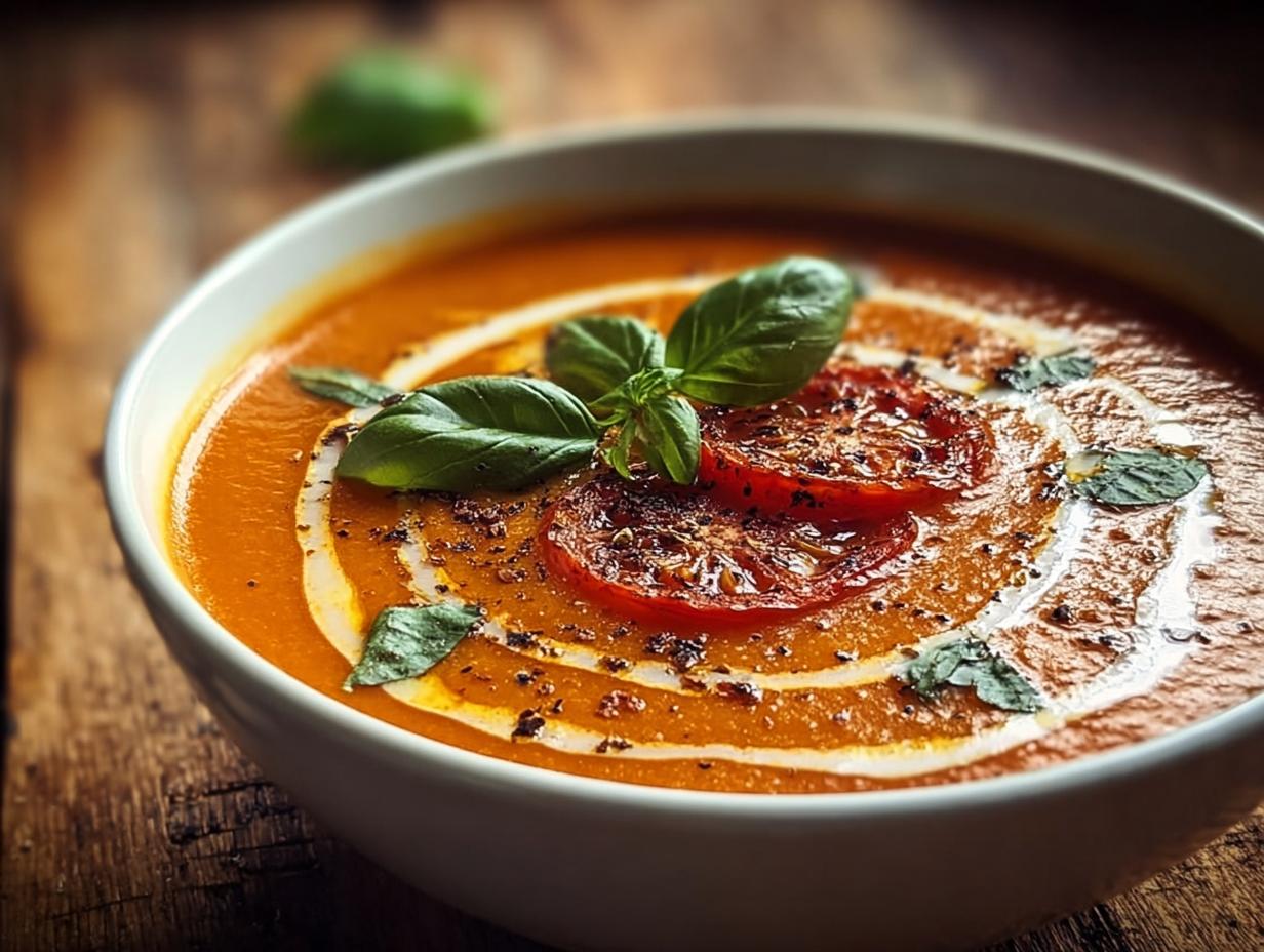 Roasted Tomato Basil Soup: Amazing Comfort - Roasted Tomato Basil Soup - additional detail
