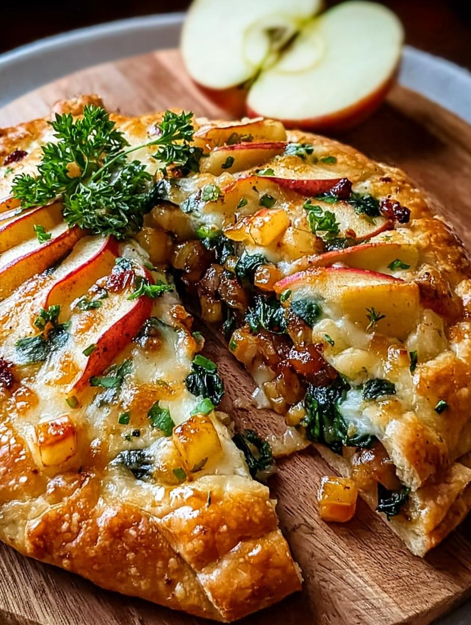 Amazing apple brie spinach flatbread in 15 mins - Apple Brie Spinach Flatbread - main visual representation