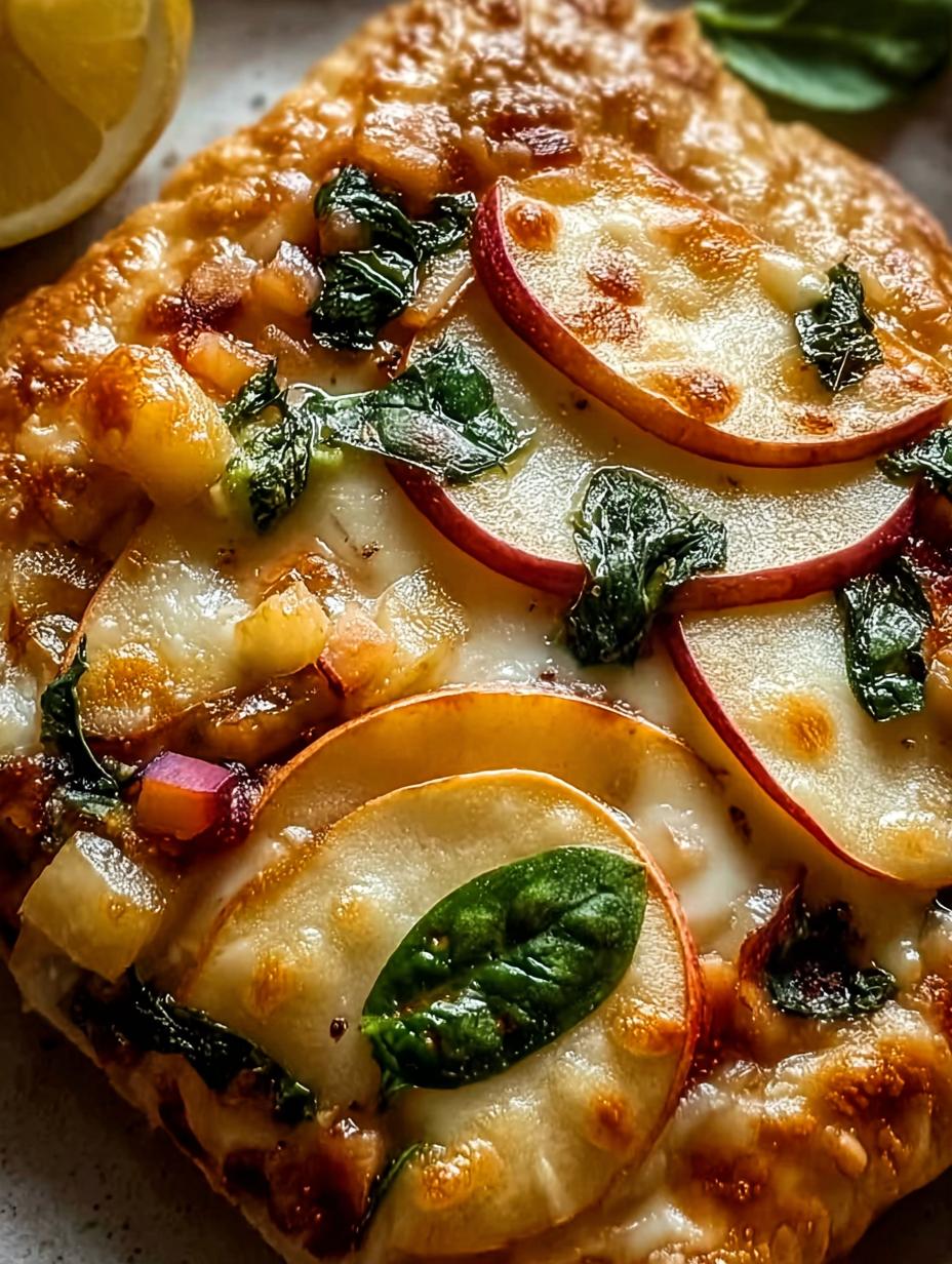 Amazing apple brie spinach flatbread in 15 mins - Apple Brie Spinach Flatbread - additional detail
