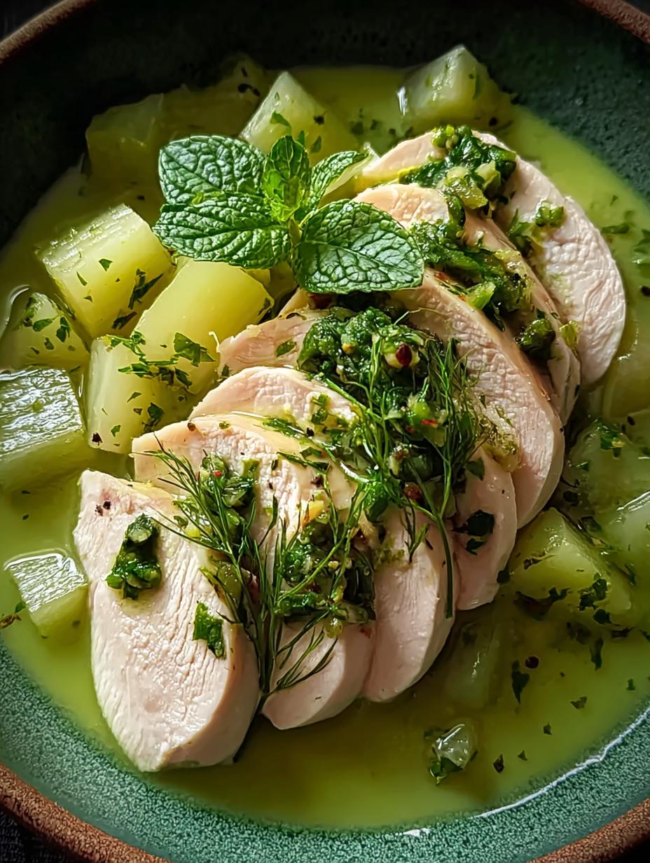 Healthy Poached Chicken Green - ingredients laid out for preparation