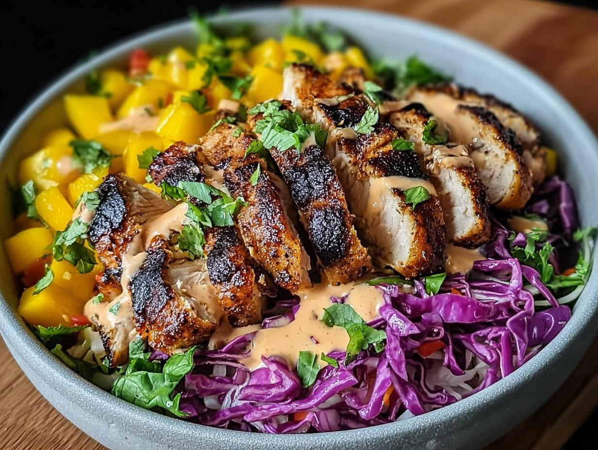 Jerk Chicken Mango Slaw: Amazing Island Flavor - A vibrant bowl of Jerk Chicken Mango Slaw with colorful ingredients