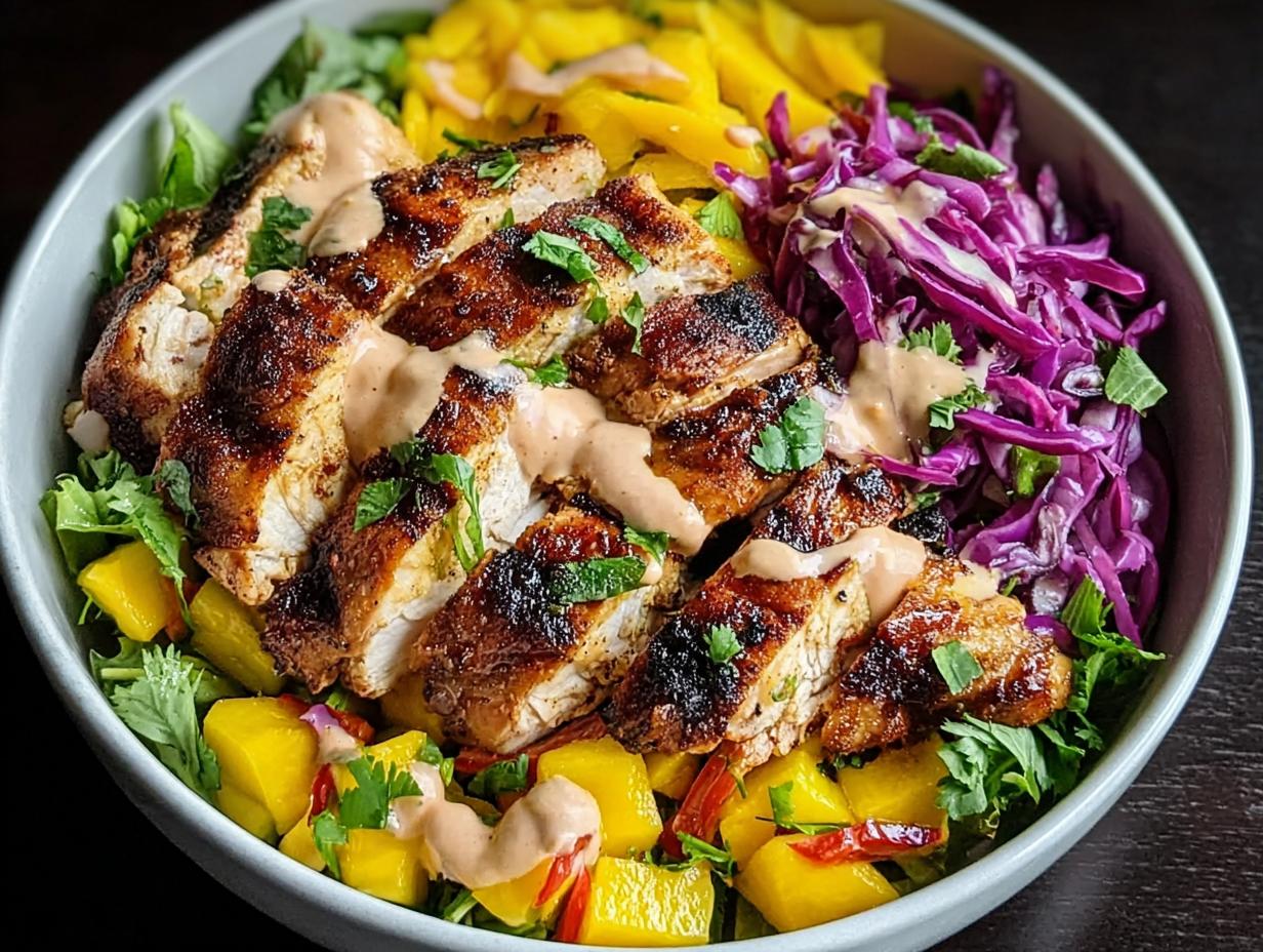 Jerk Chicken Mango Slaw: Amazing Island Flavor - Close-up of diced mango and cilantro in the slaw mixture