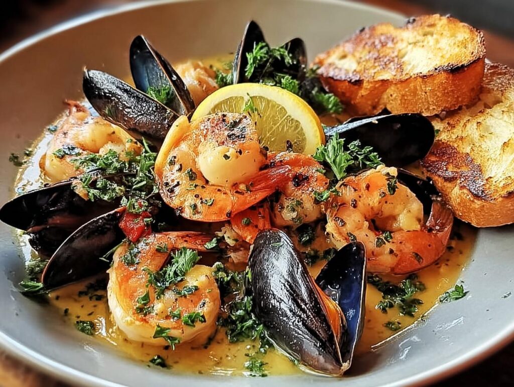 Shrimp Mussels Creamy Garlic