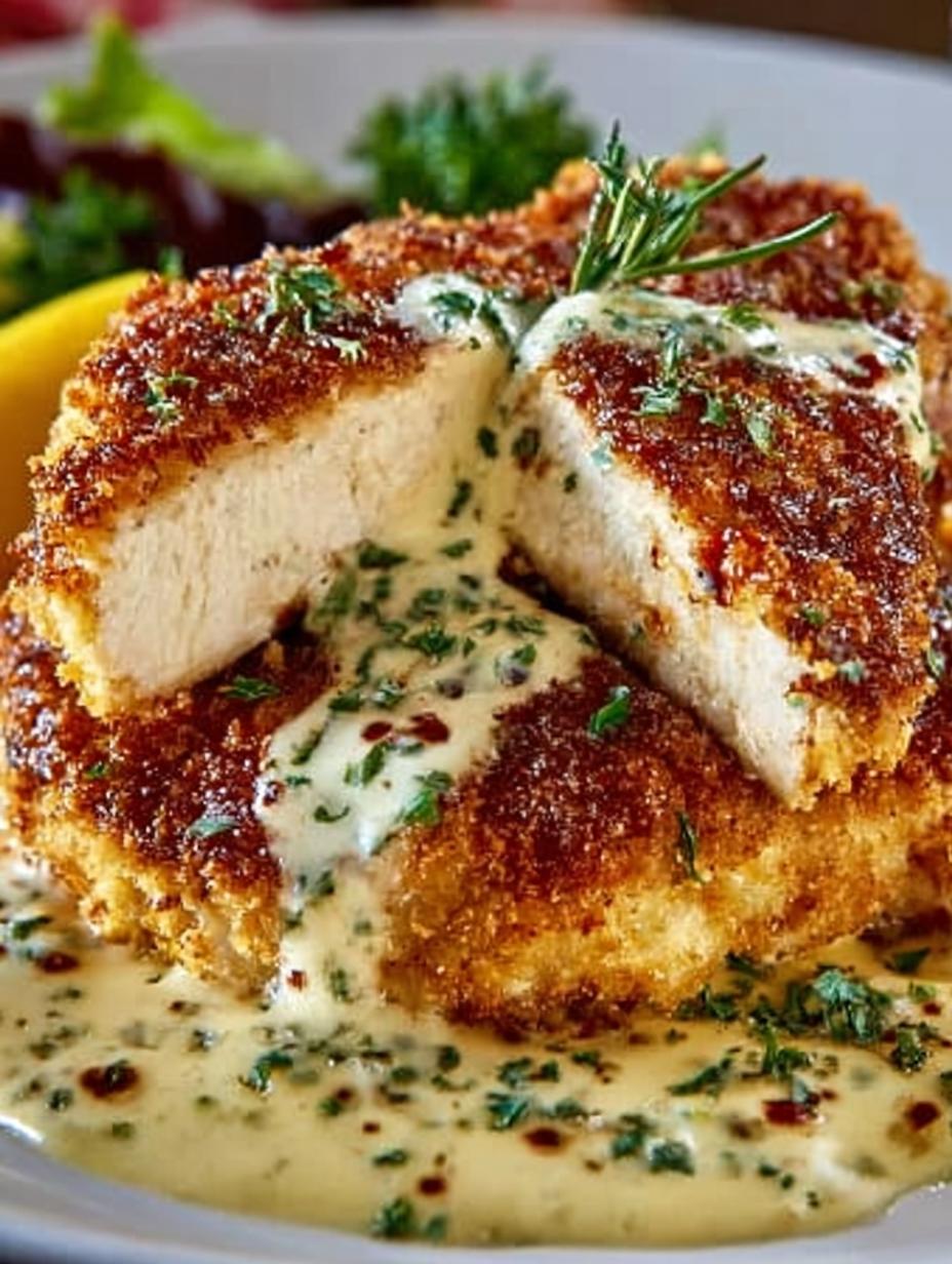 Deliciously crispy Cheesecake Factory Crusted Chicken ready to serve