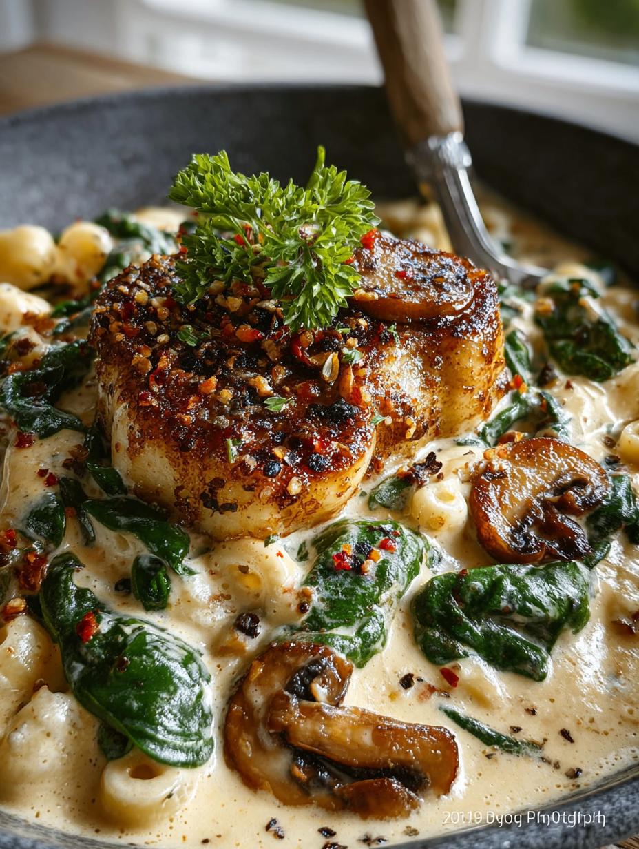 Creamy Parmesan Spinach Mushroom