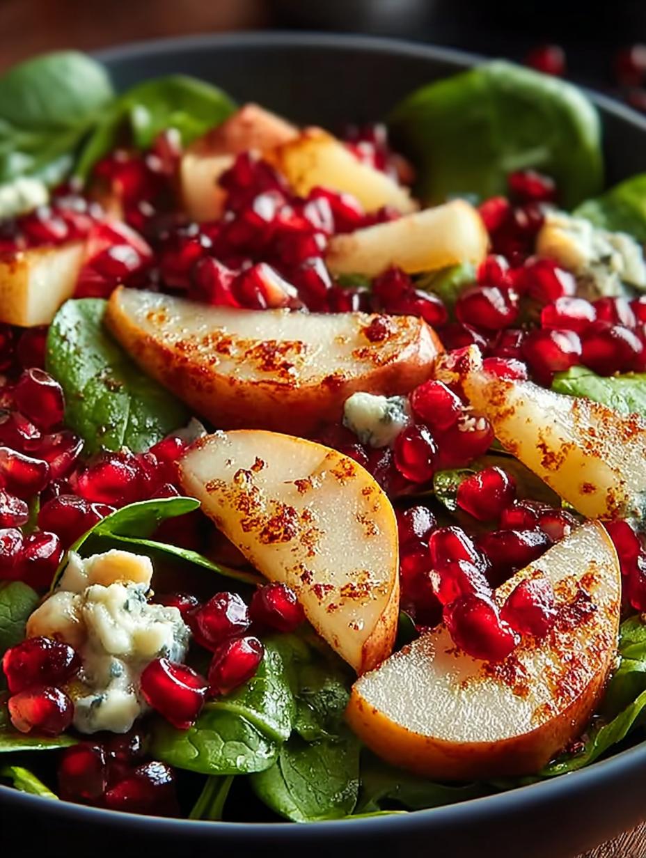 Refreshing Pear Pomegranate Spinach Salad Delight - Refreshing Pear Pomegranate Spinach - additional detail