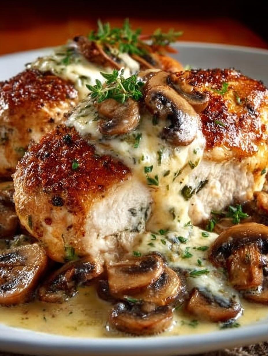 5 Star Gouda Mushroom Stuffed Chicken Recipe - Gouda Mushroom Stuffed Chicken - main visual representation