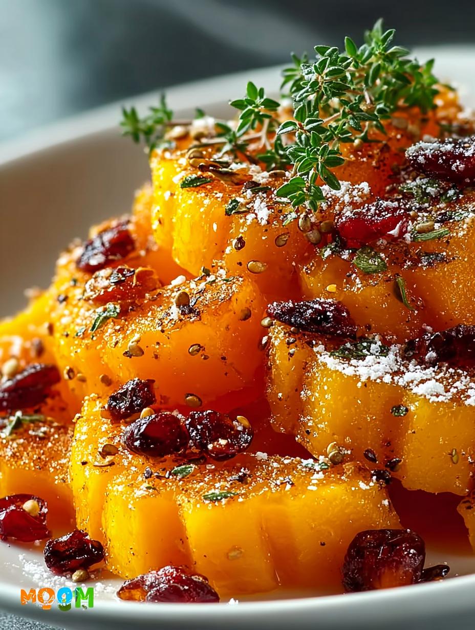 Honey Roasted Butternut Squash with Sweet Cranberries - Honey Roasted Butternut Squash - main visual representation