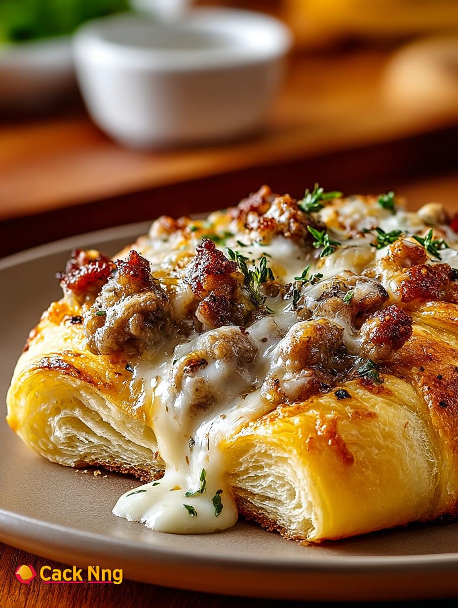 Delicious Sausage Gravy Crescent Roll Breakfast Pizza - Sausage Gravy Crescent Roll - main visual representation