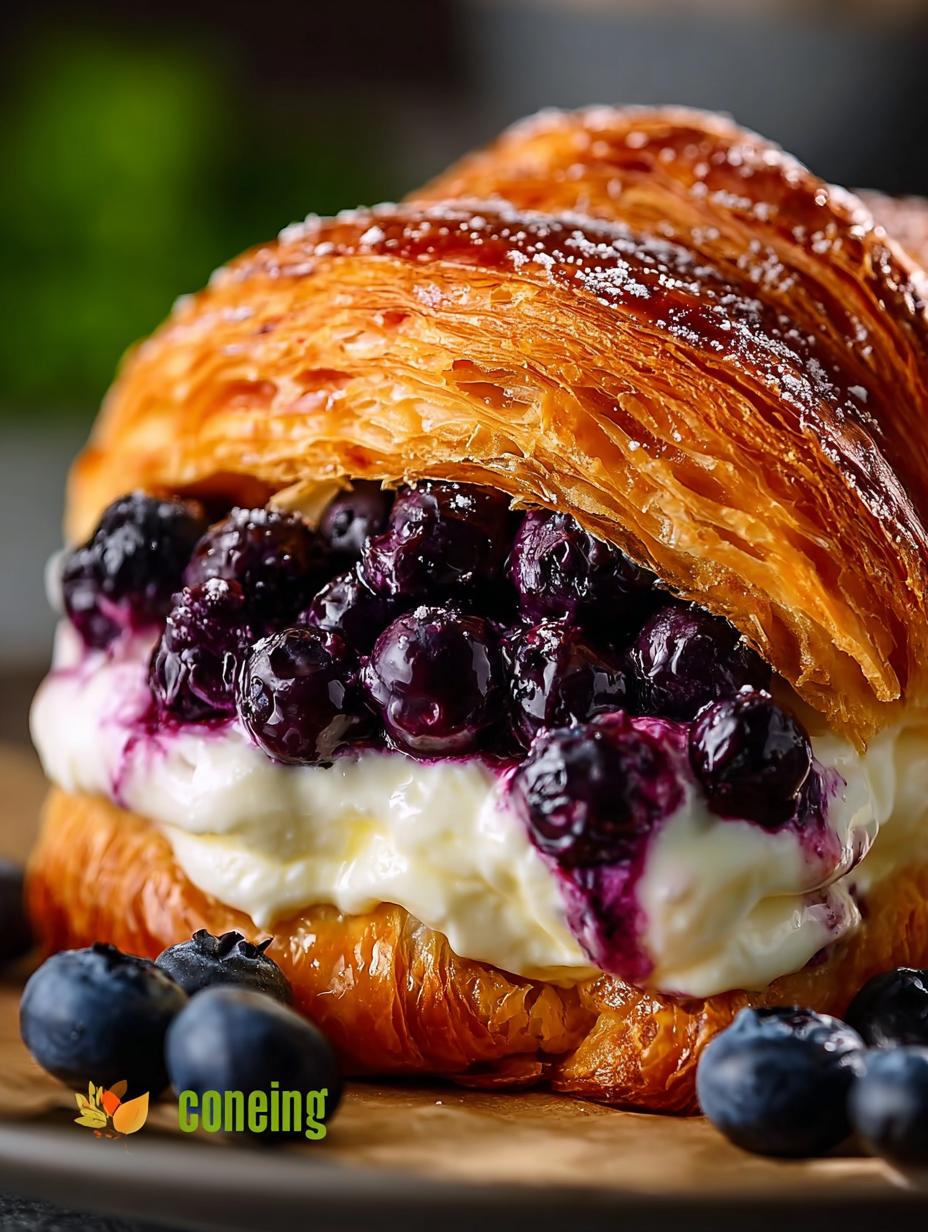 Delicious Blueberry Cream Cheese Croissant Casserole - Blueberry Cream Cheese Croissant - main visual representation