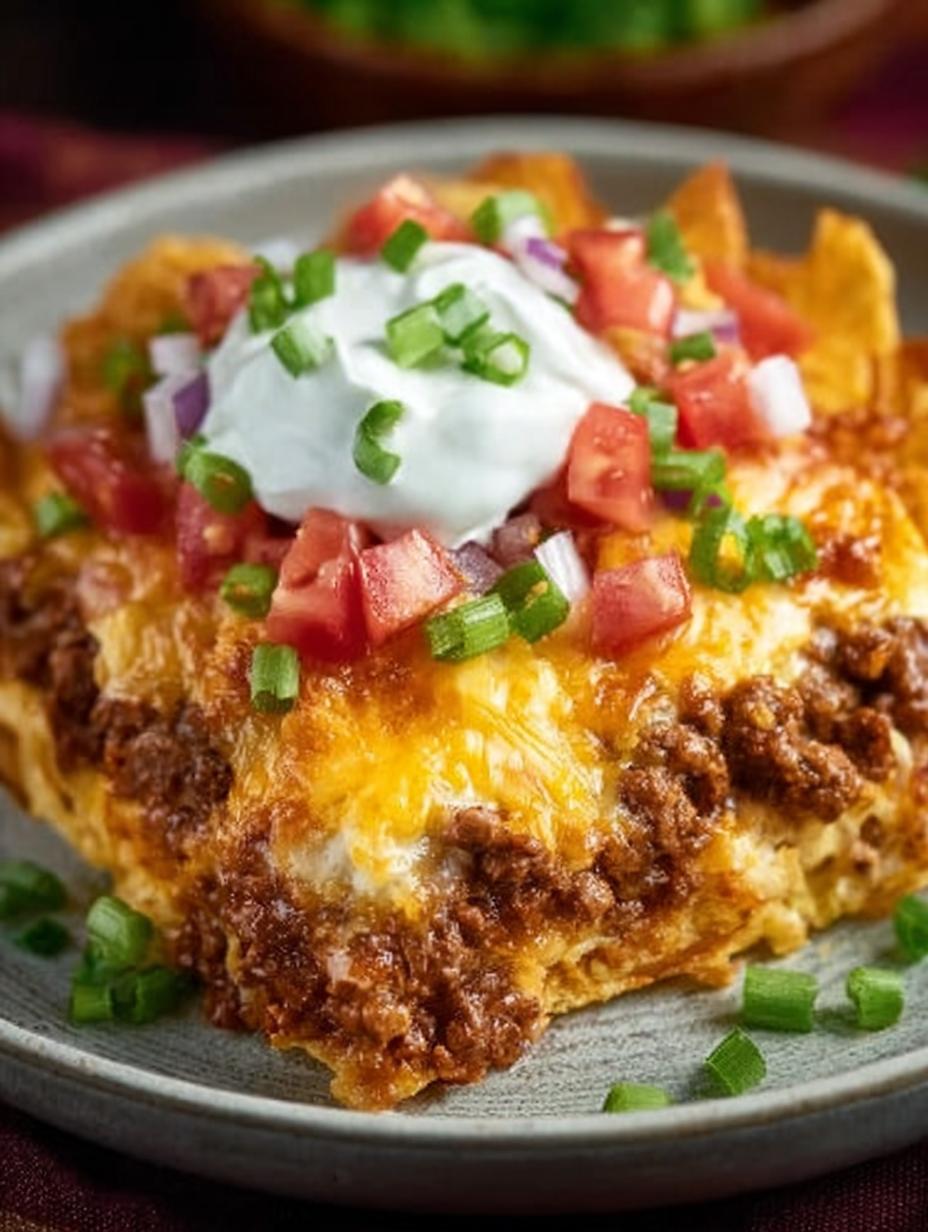 Cheesy Walking Taco Casserole
