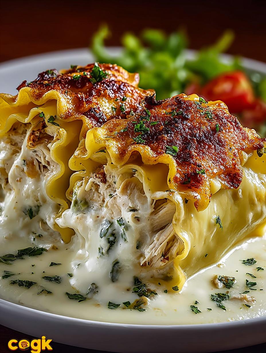 Chicken Alfredo Lasagna Rolls