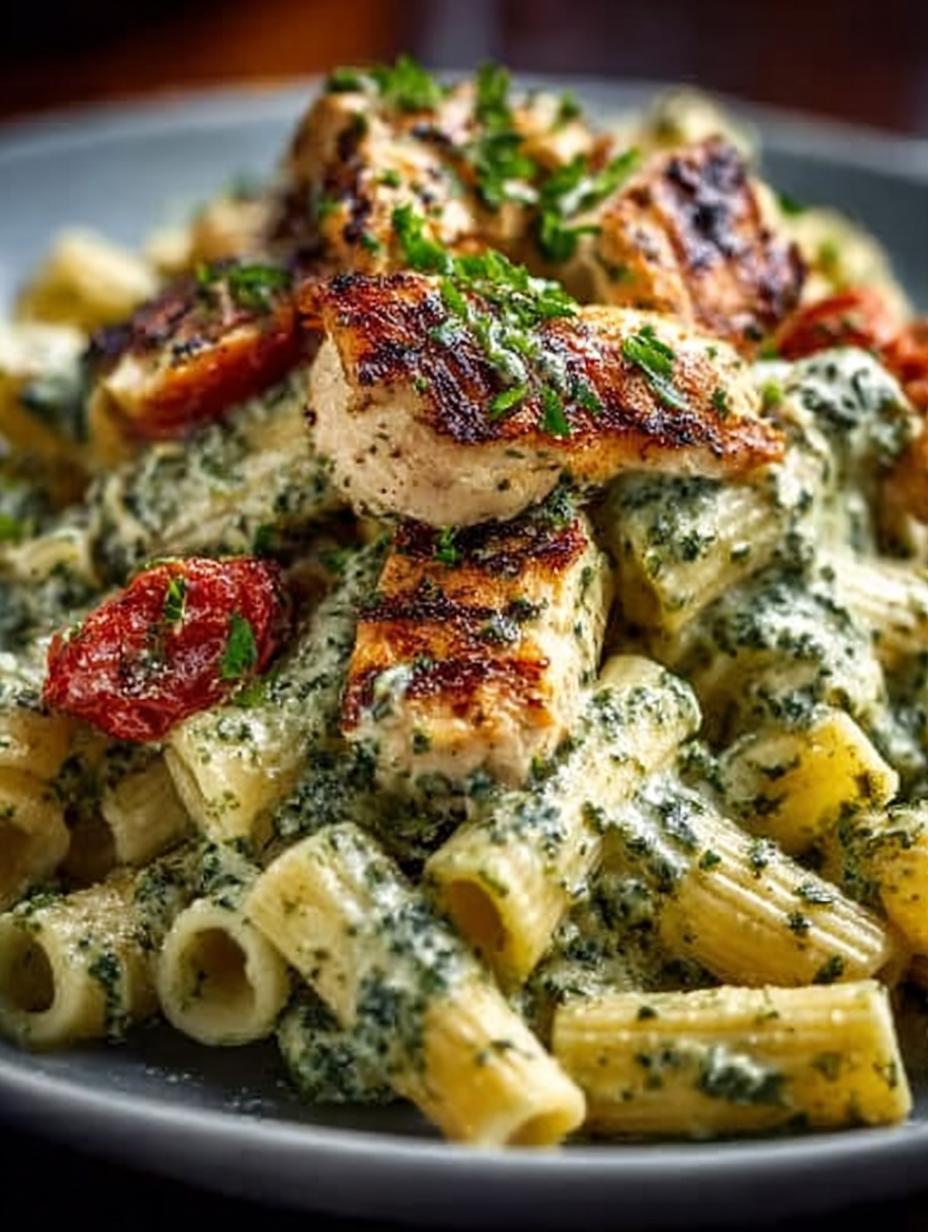 Delicious Creamy Pesto Chicken Pasta Bake Recipe - Creamy Pesto Chicken Pasta - main visual representation