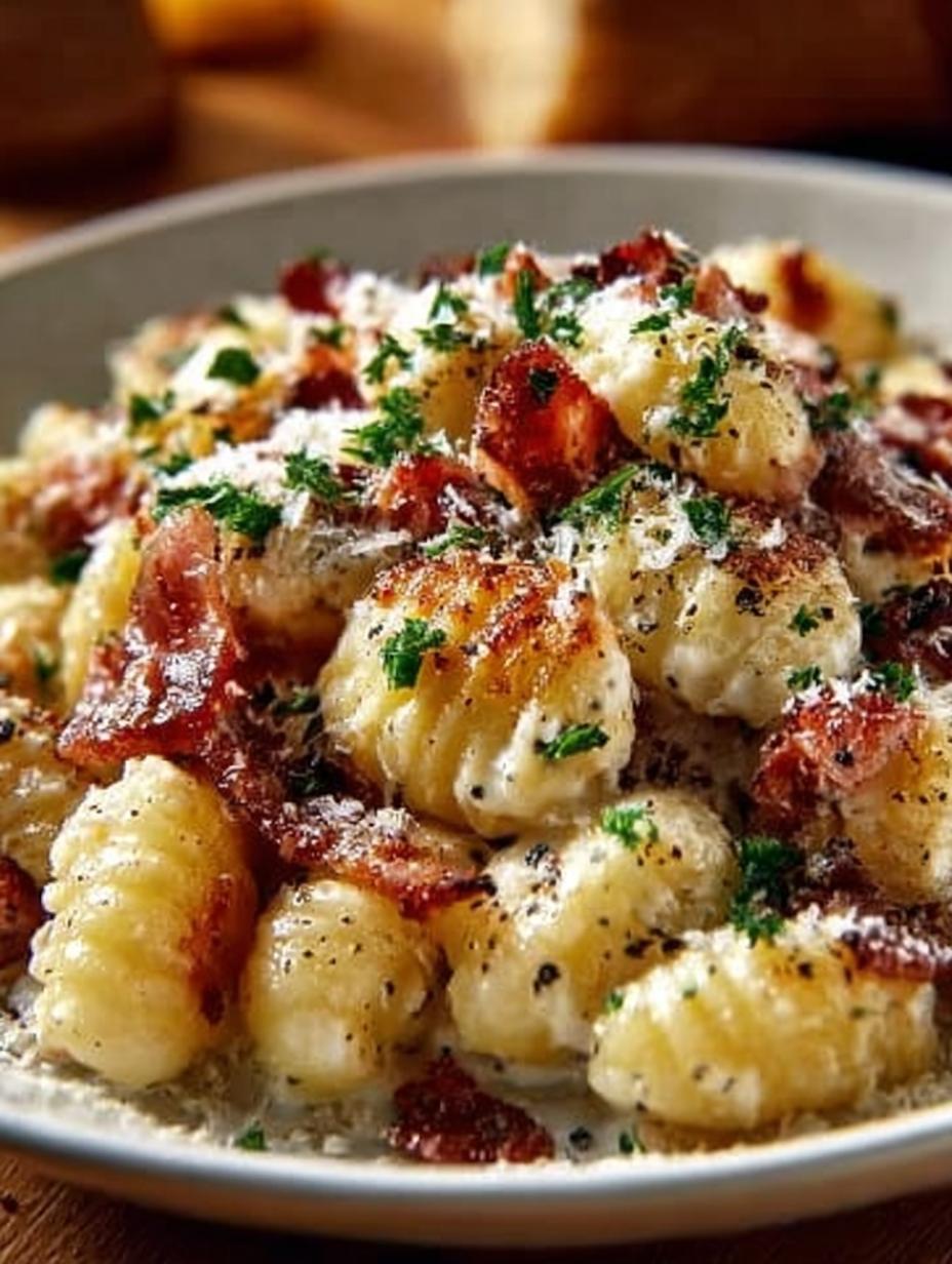 Gnocchi Carbonara with Bacon