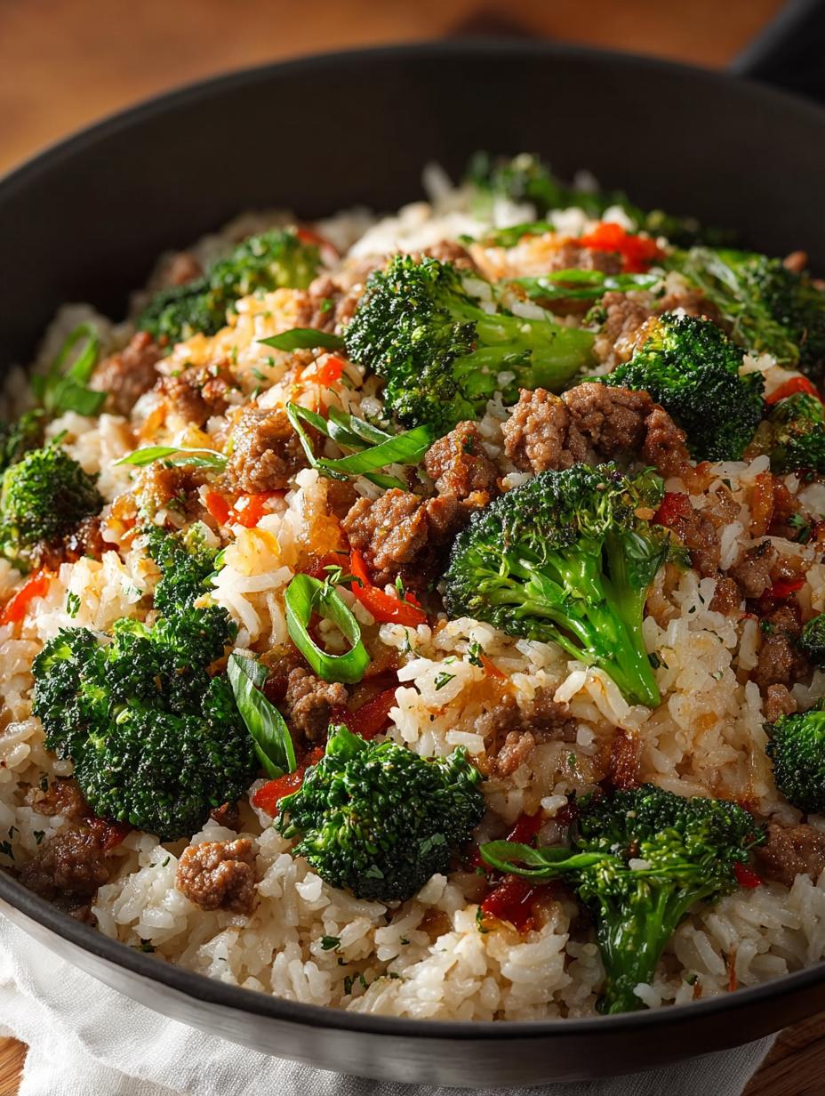 Ground Beef Broccoli Rice Skillet: 1 Pot Family Meal - Ground Beef Broccoli Rice - additional detail