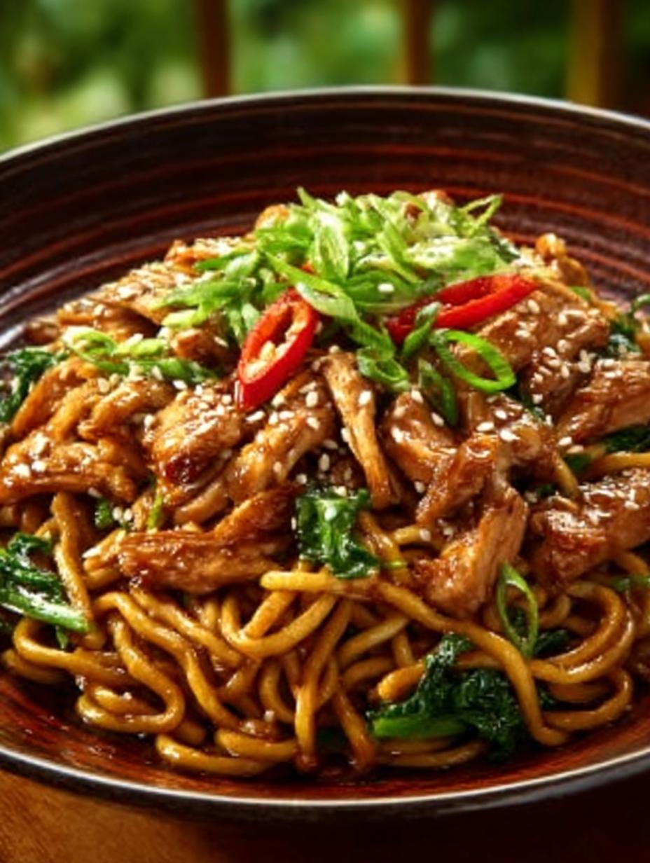 Sticky Garlic Chicken Noodles