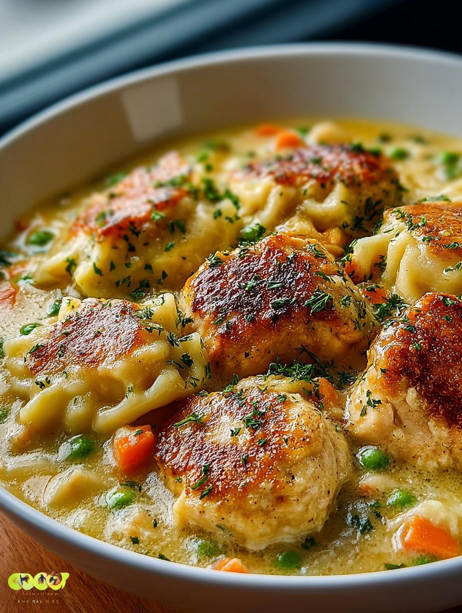 Comforting Chicken Dumplings with Buttery Biscuits for Dinner - Comforting Chicken Dumplings with - additional detail