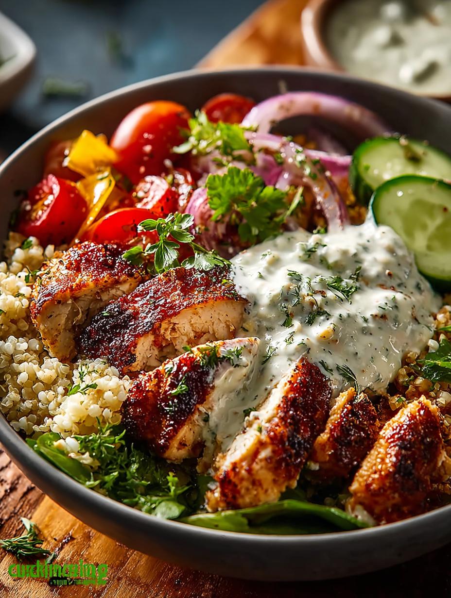 Greek Chicken Bowls with Creamy Tahini Feta Sauce - Greek Chicken Bowls with - additional detail