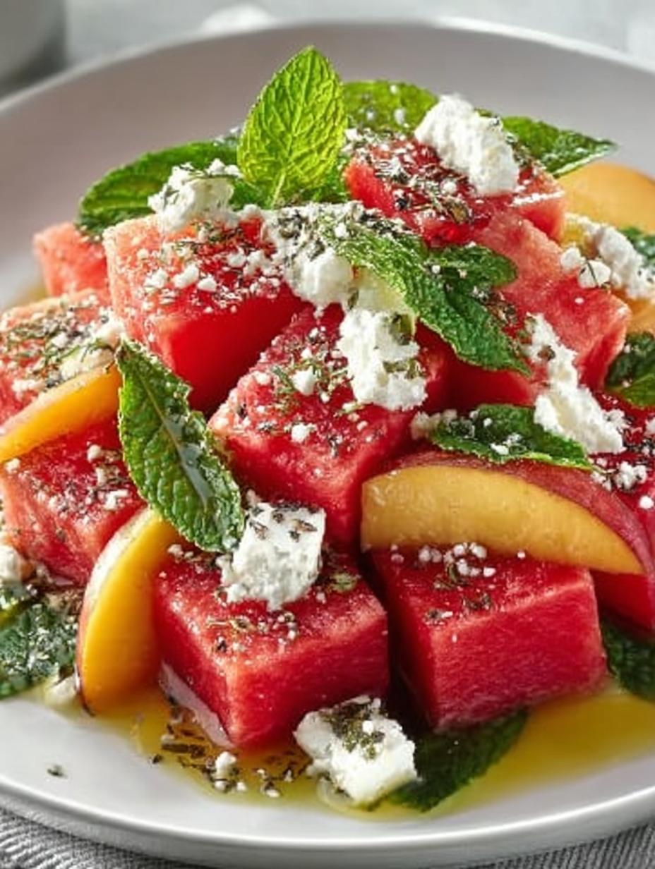 Peach Watermelon Feta Salad