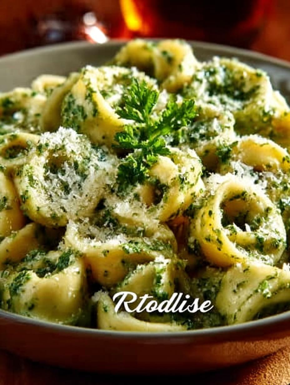 Delicious Pesto Alfredo Tortellini in 30 Minutes - Pesto Alfredo Tortellini - main visual representation