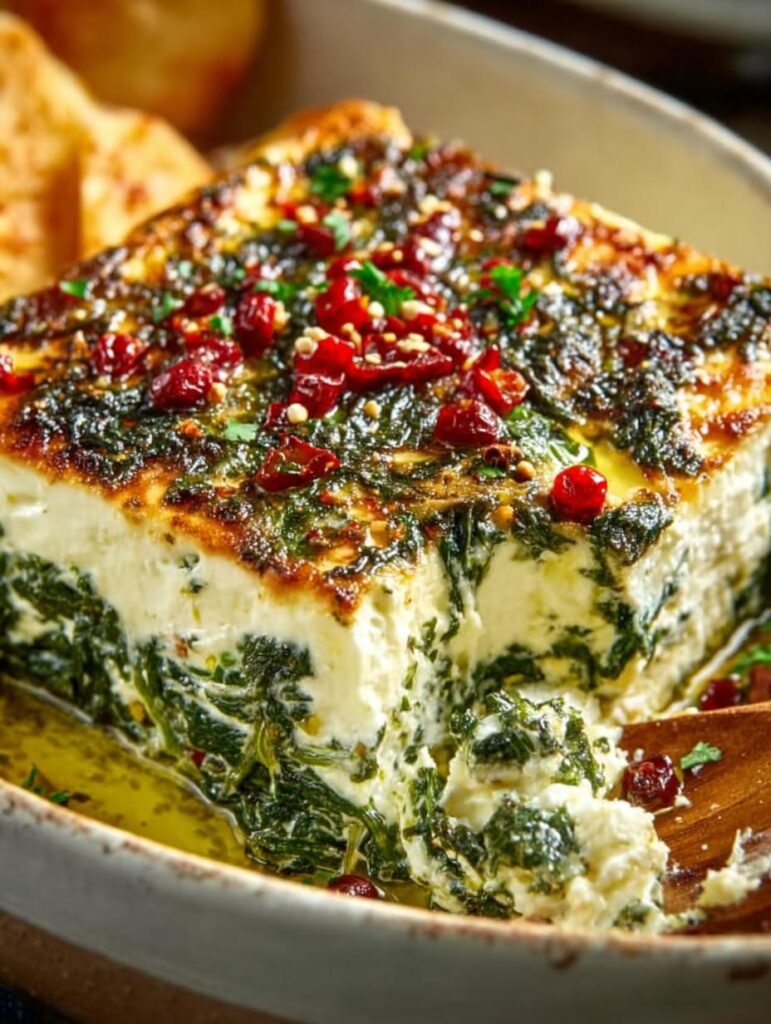 Spinach Pepperoncini Baked Feta
