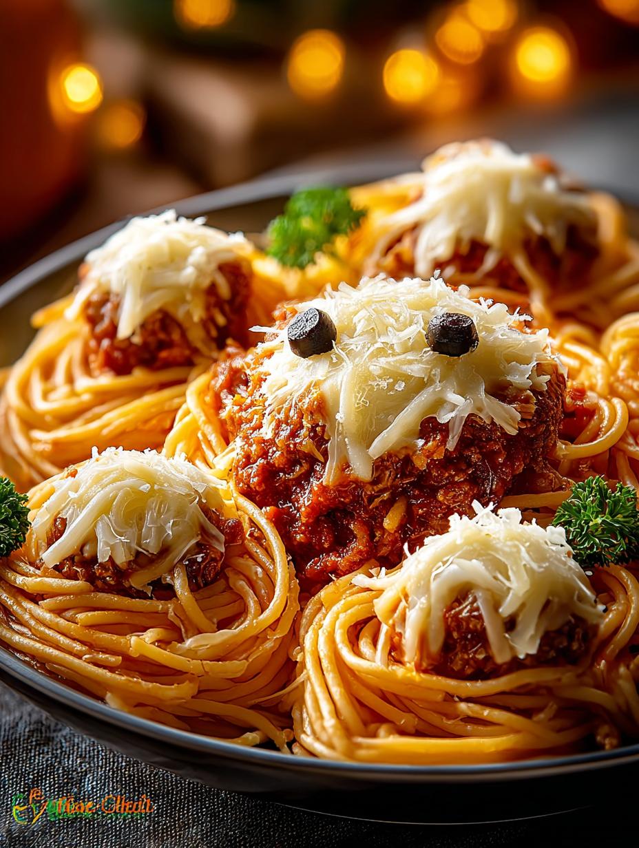 Spooky Spaghetti Cheesy Monster: A Fun Halloween Feast - Spooky Spaghetti Cheesy Monster - additional detail