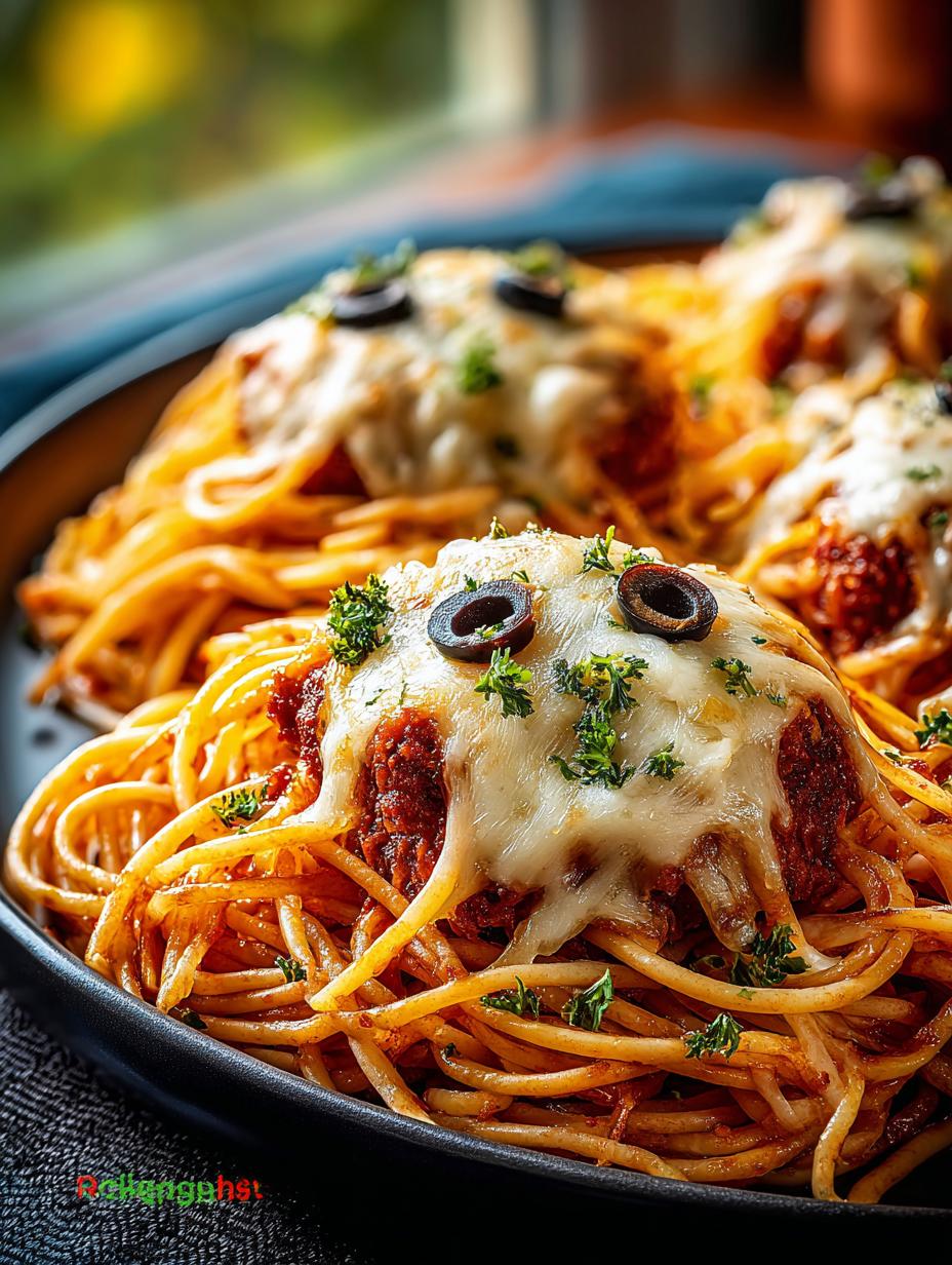 Spooky Spaghetti Cheesy Monster
